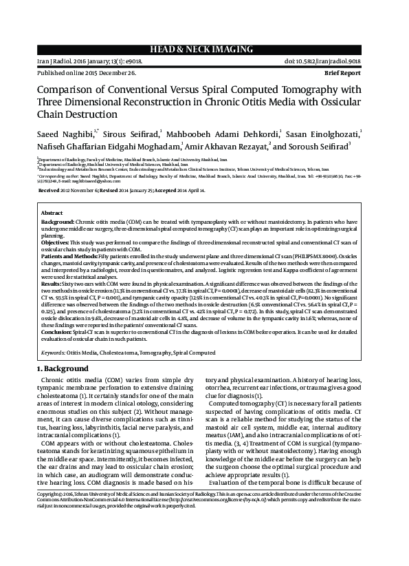 (PDF) Comparison of Conventional Versus Spiral Computed Tomography with ...