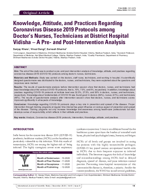 (PDF) Knowledge, Attitude, and Practices Regarding Coronavirus Disease ...