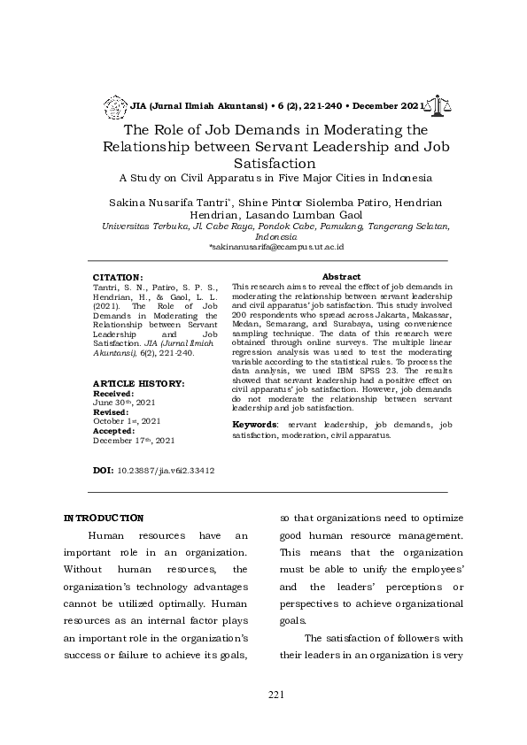 (PDF) The Role of Job Demands in Moderating the Relationship between ...