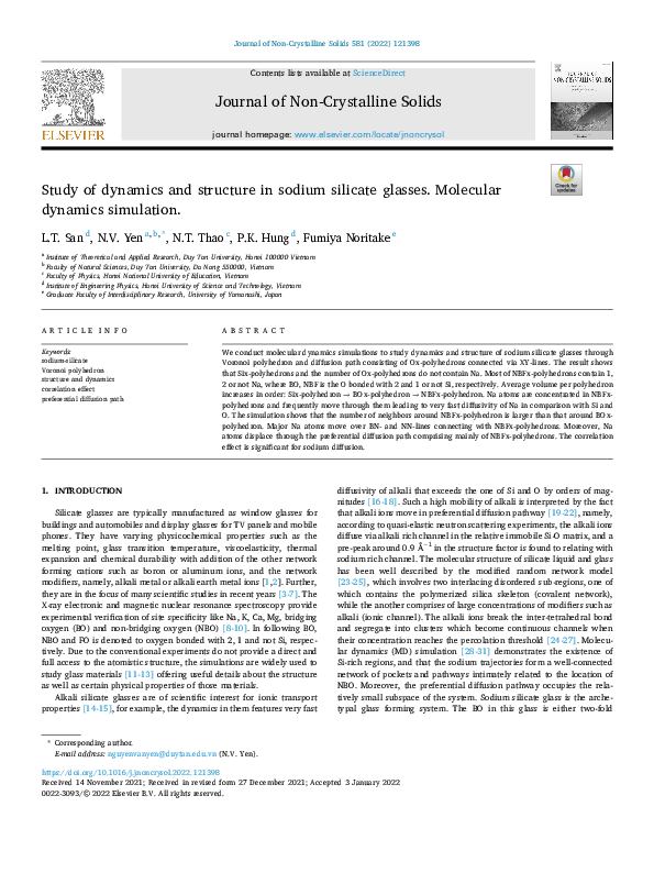 (PDF) Study of dynamics and structure in sodium silicate glasses ...