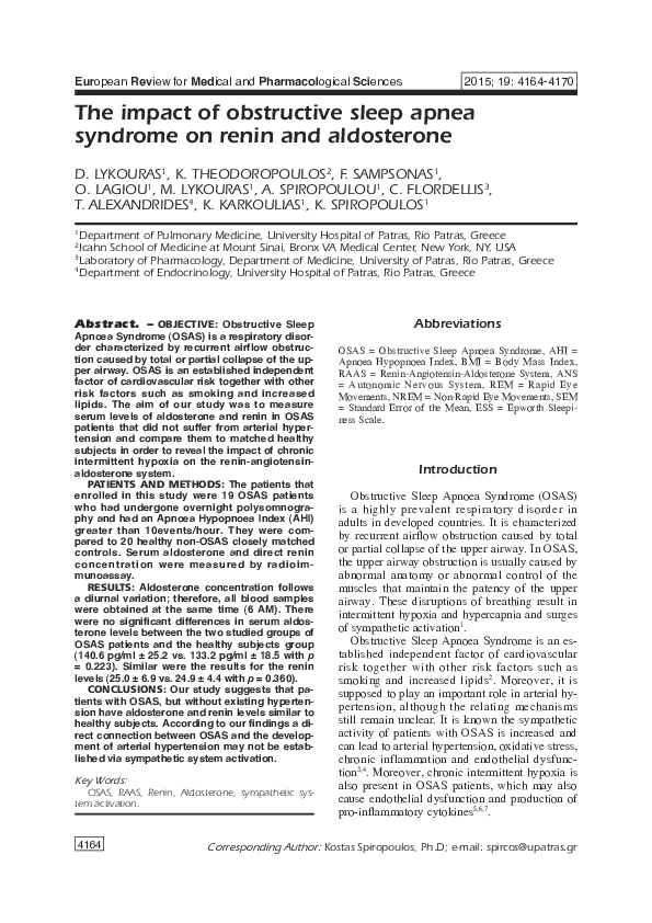 (PDF) The impact of obstructive sleep apnea syndrome on renin and ...