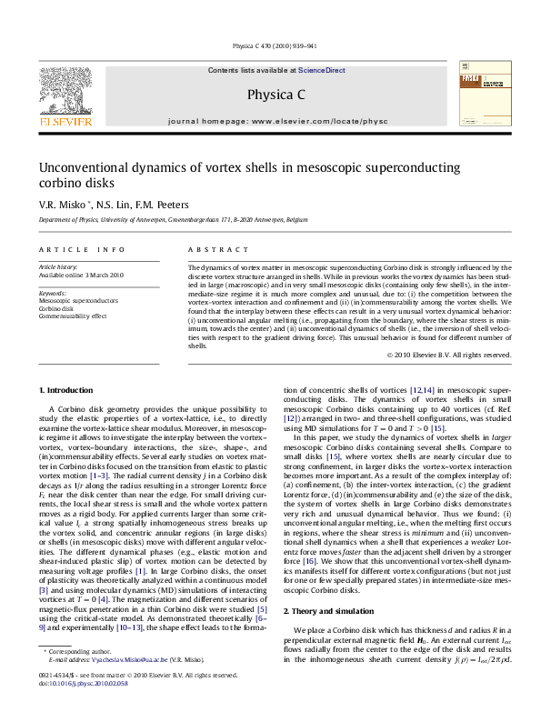 (PDF) Unconventional dynamics of vortex shells in mesoscopic ...