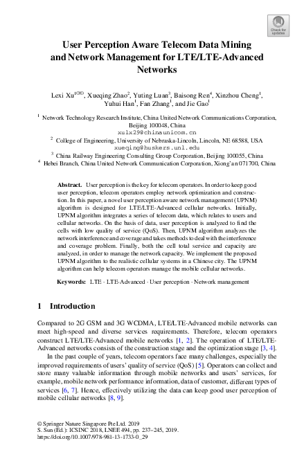 (PDF) User Perception Aware Telecom Data Mining and Network Management ...