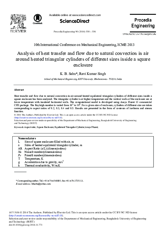 (PDF) Analysis of Heat Transfer and Flow Due to Natural Convection in ...