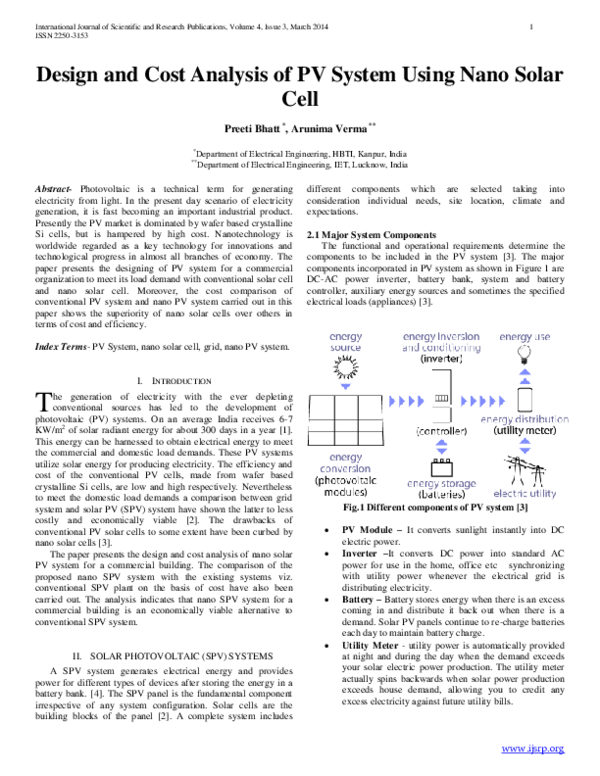 (PDF) Design and Cost Analysis of PV System Using Nano Solar