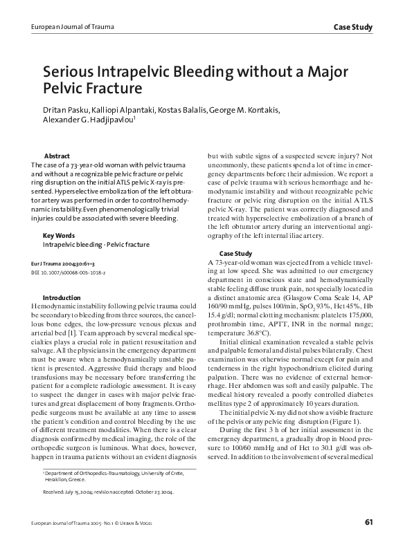 (PDF) Serious Intrapelvic Bleeding without a Major Pelvic Fracture