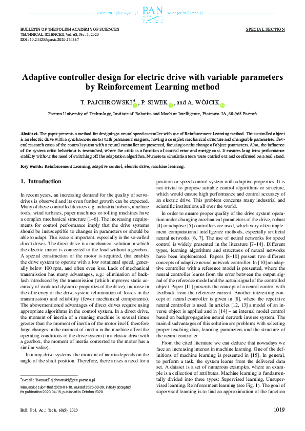 (PDF) Adaptive controller design for electric drive with variable ...