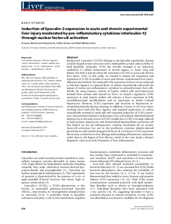 (PDF) Induction of lipocalin-2 expression in acute and chronic ...