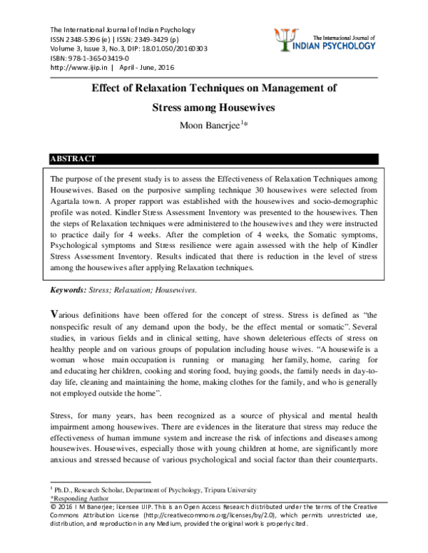 (PDF) Effect of Relaxation Techniques on Management of Stress among ...
