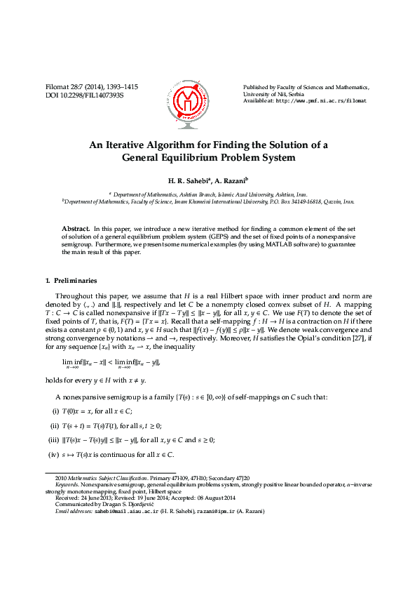 (PDF) An iterative algorithm for finding the solution of a general ...