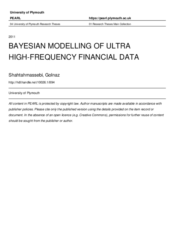 (PDF) Bayesian modelling of ultra high-frequency financial data