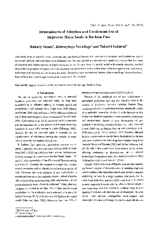 (PDF) Determinants of Adoption and Continuous Use of Improved Maize ...