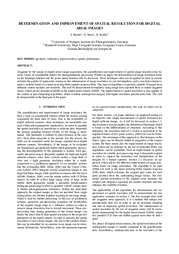 (PDF) Determination and Improvement of Spatial Resolution for Digital ...