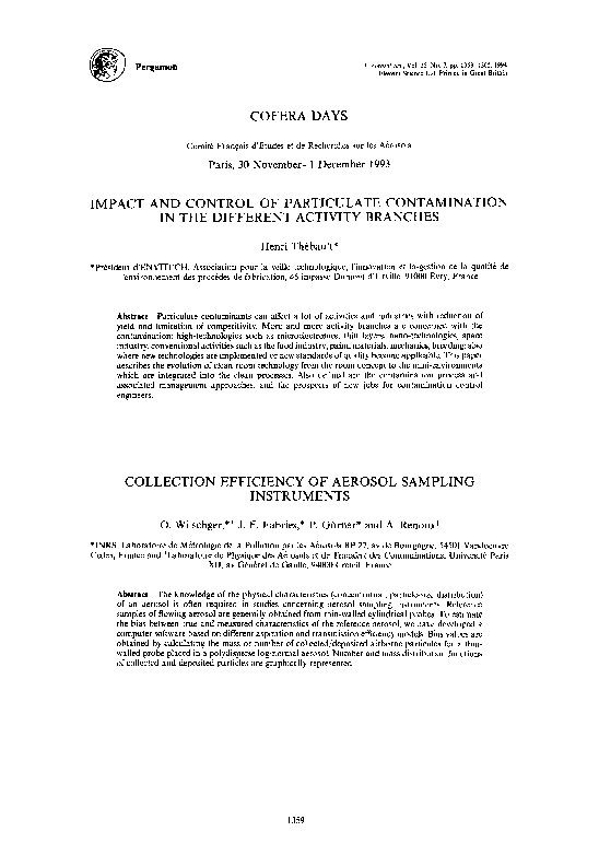 (PDF) Collection efficiency of aerosol sampling instruments