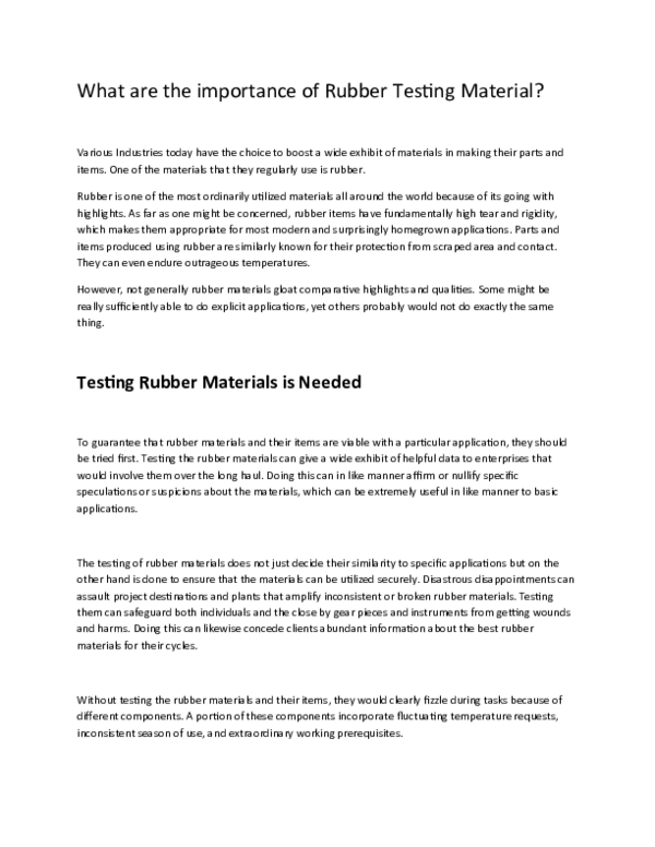 (DOC) What are the importance of Rubber Testing Material Maeon Laboratories Academia.edu
