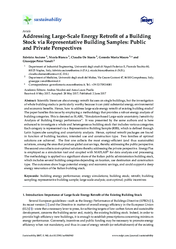 (PDF) Addressing Large-Scale Energy Retrofit of a Building Stock via ...