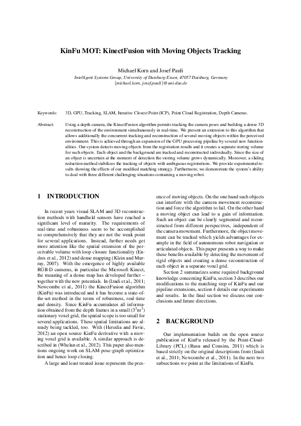 (PDF) KinFu MOT: KinectFusion with Moving Objects Tracking