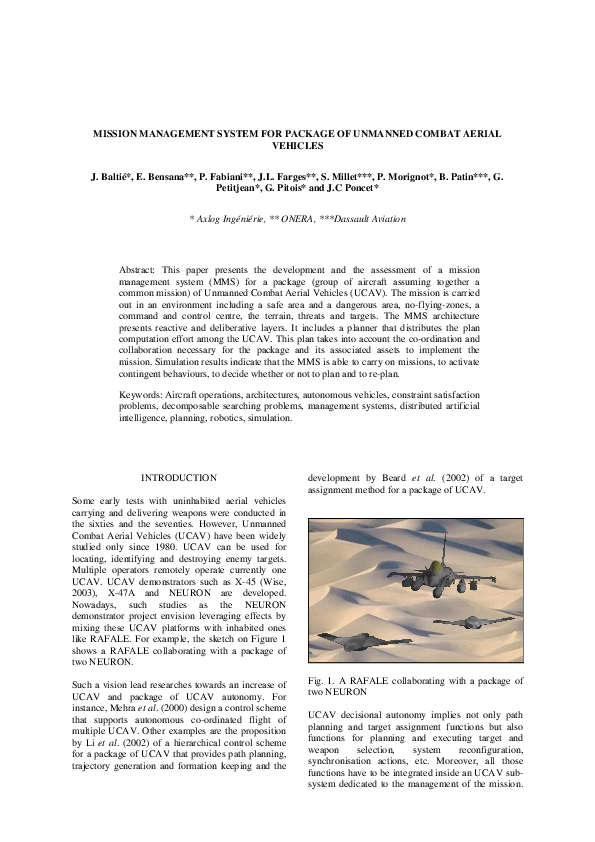 (PDF) Mission management system for package of unmanned combat aerial