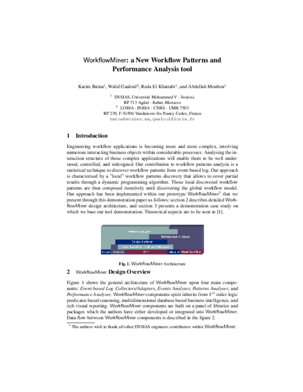 (PDF) WorkflowMiner: a New Workflow Patterns and Performance Analysis tool