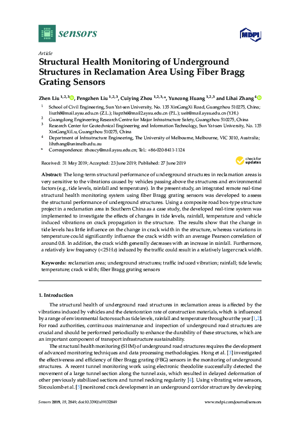 (PDF) Structural Health Monitoring of Underground Structures in ...