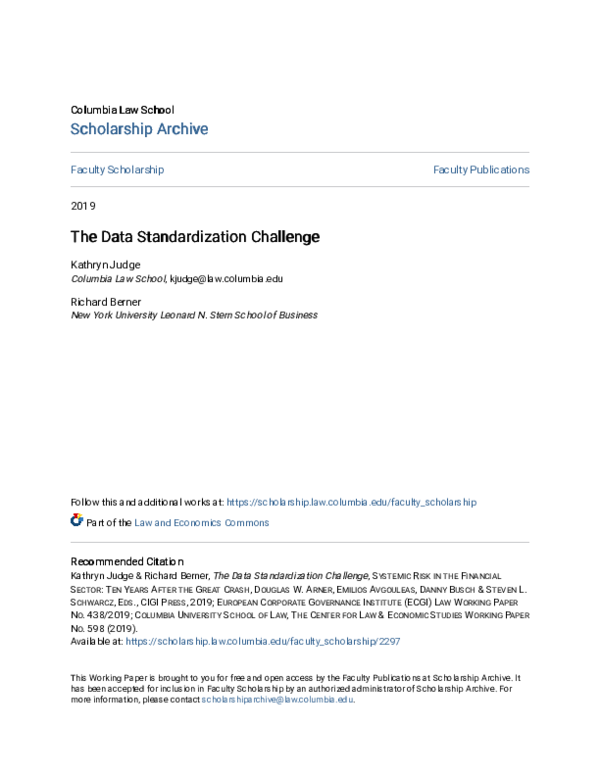 (PDF) The Data Standardization Challenge