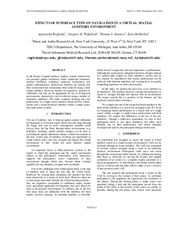 (PDF) Effects of Interface Type on Navigation in a Virtual Spatial ...