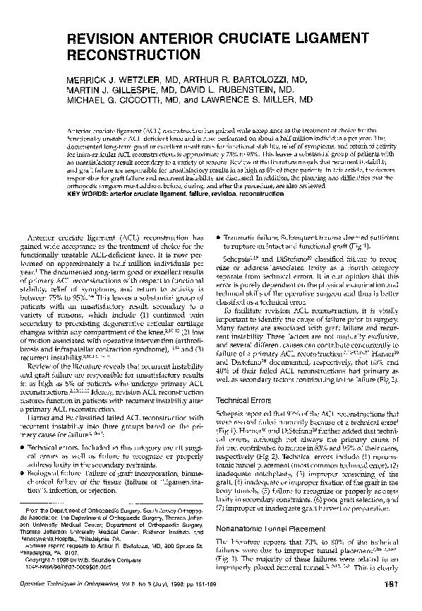 (PDF) Revision anterior cruciate ligamentreconstruction Merrick