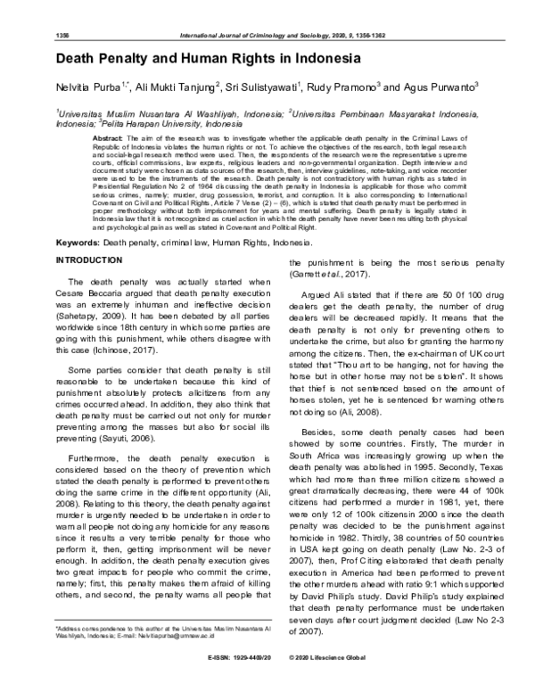 (PDF) Death Penalty and Human Rights in Indonesia