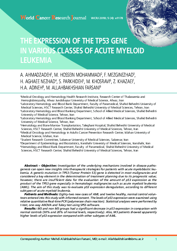 (PDF) The Expression of the TP53 Gene in Various Classes of Acute ...