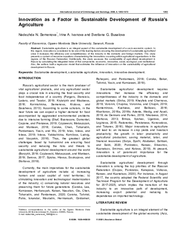 (PDF) Innovation as a Factor in Sustainable Development of Russia's ...