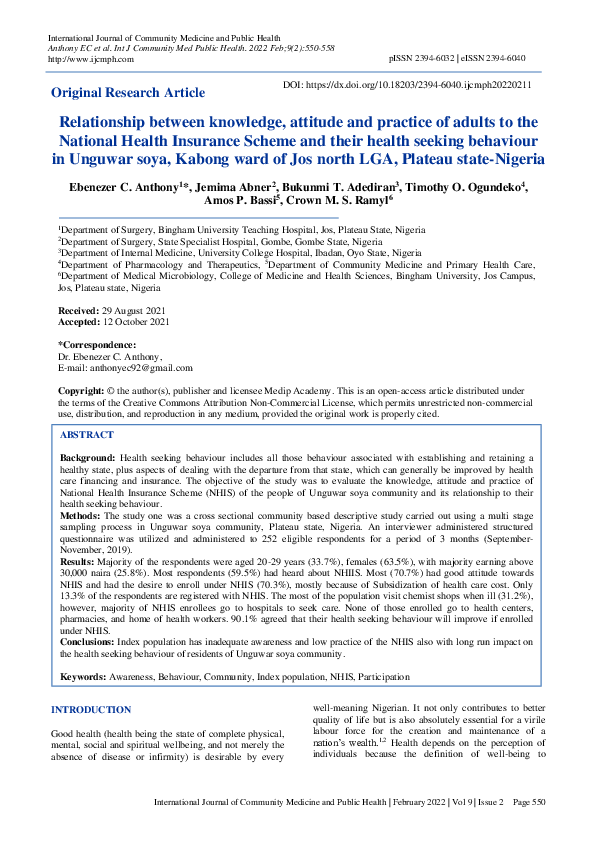 (PDF) Relationship between knowledge, attitude and practice of adults ...
