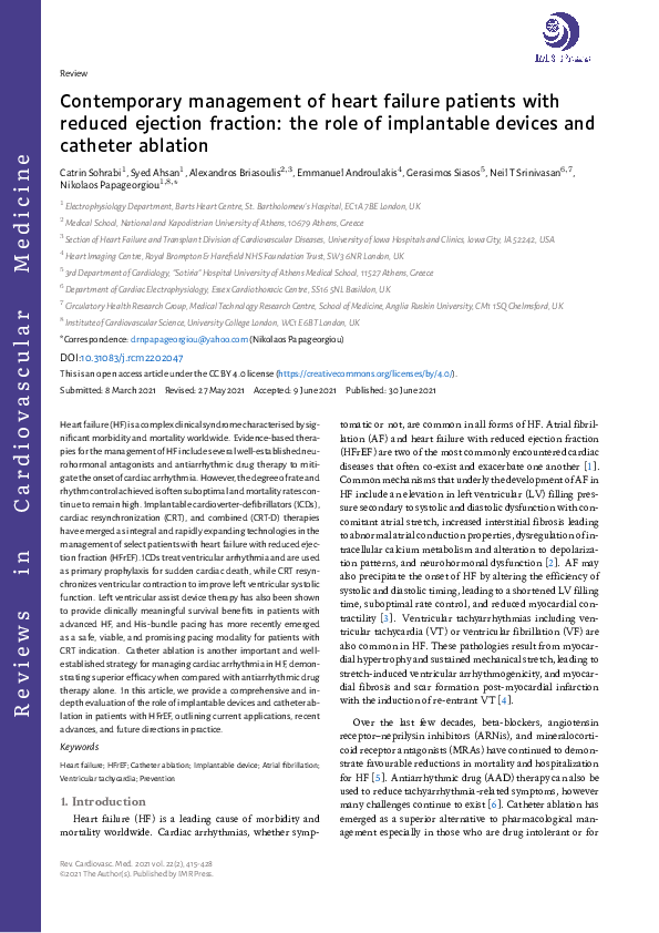 (PDF) Contemporary management of heart failure patients with reduced ...