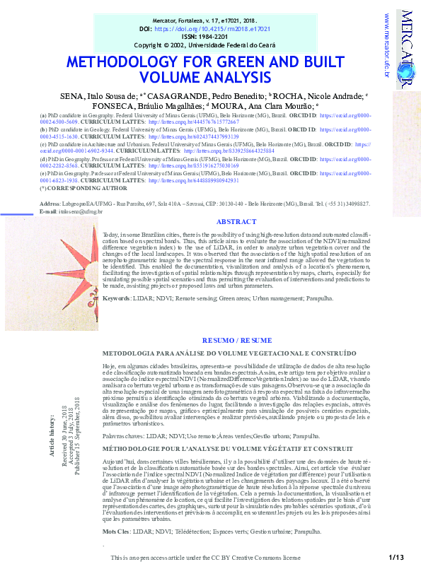 (PDF) Methodology for Green and Built Volume Analysis
