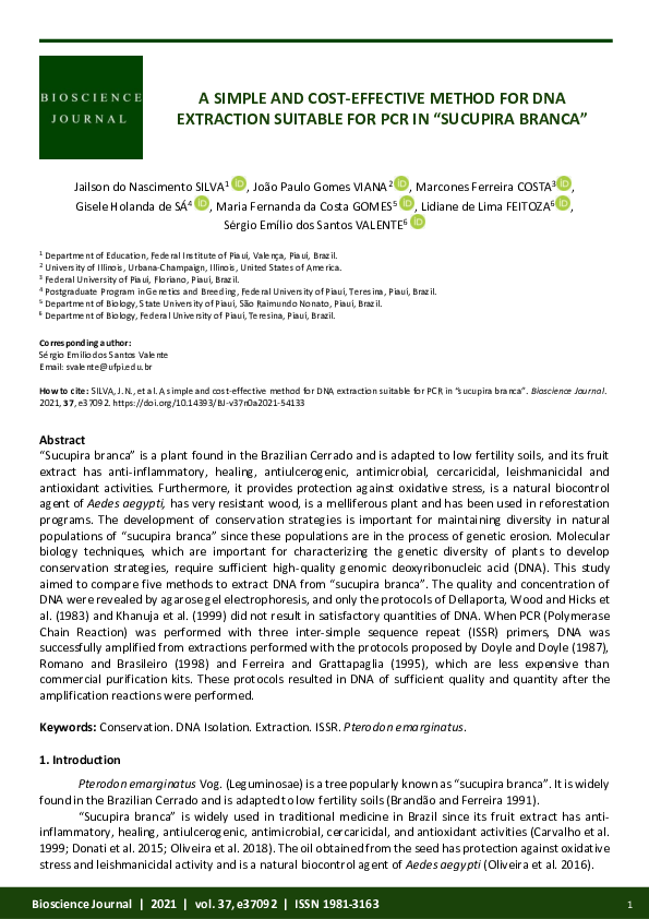 (PDF) A simple and cost-effective method for DNA extraction suitable ...