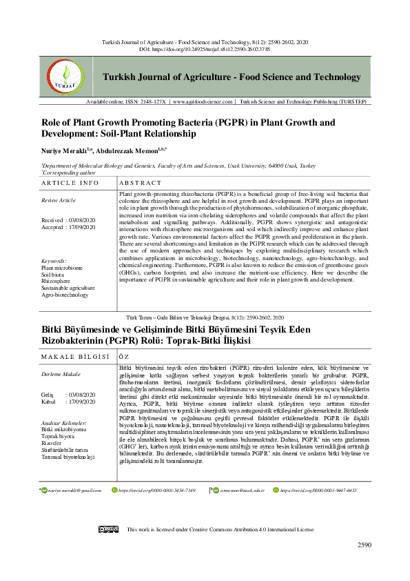 (PDF) Role of Plant Growth Promoting Bacteria (PGPR) in Plant Growth ...