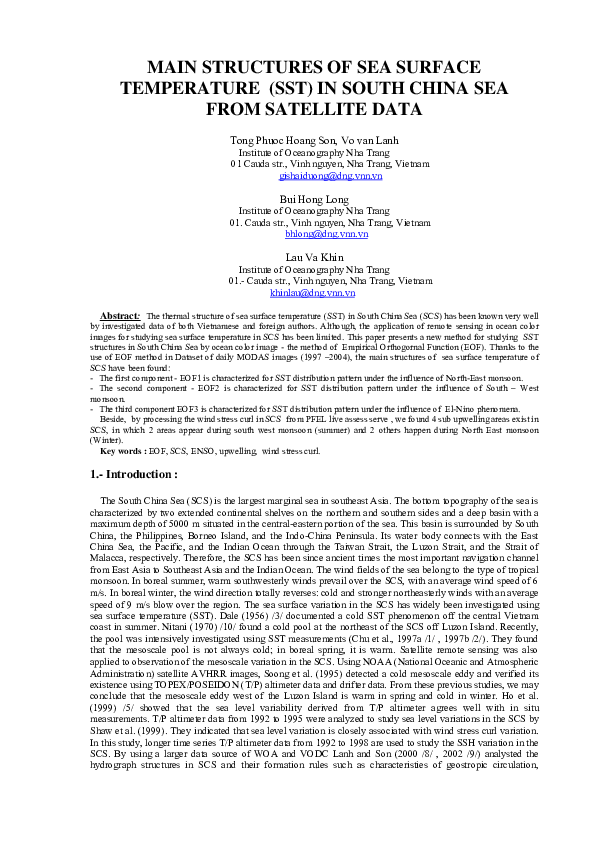 (PDF) Main Structures of Sea Surface Temperature (SST) in South China ...