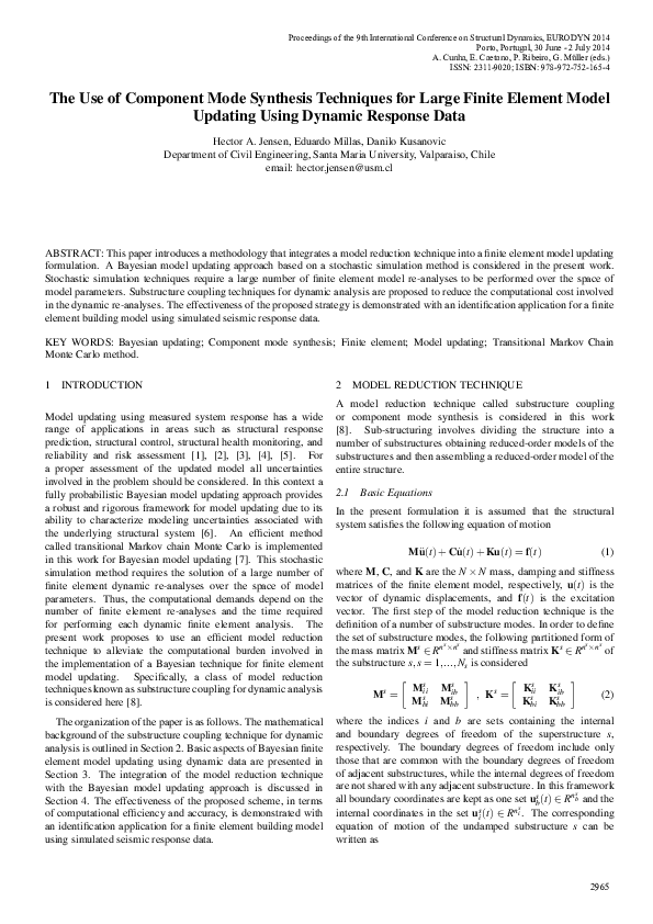 (PDF) The Use of Component Mode Synthesis Techniques for Large Finite ...