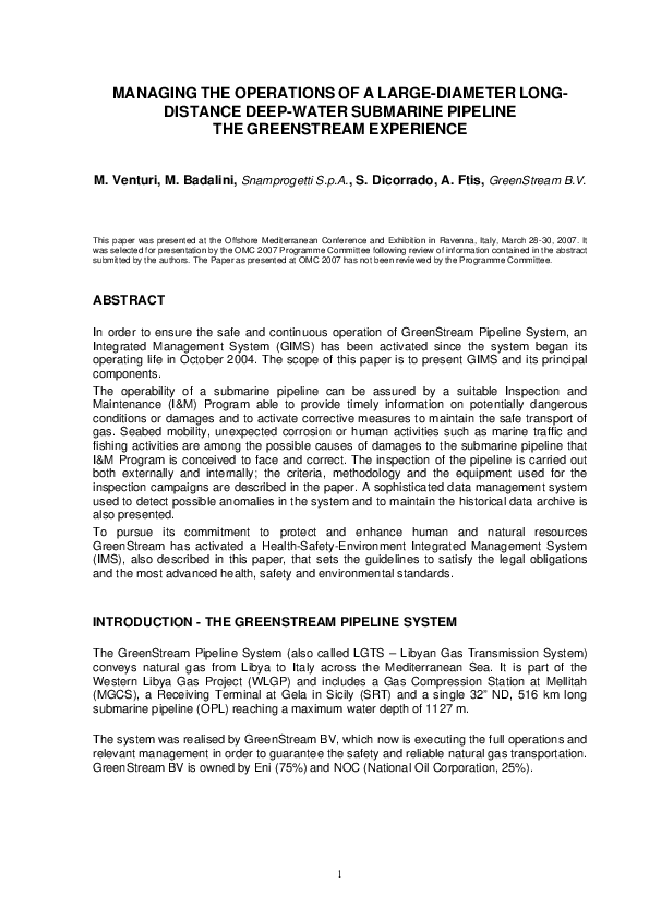 (PDF) Managing The Operations Of A Large-Diameter Long-Distance Deep ...