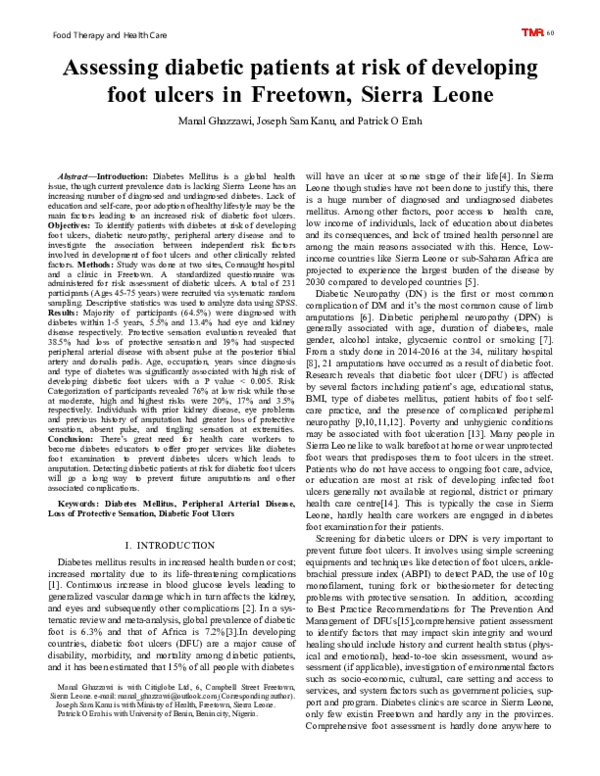 (PDF) Assessing diabetic patients at risk of developing foot ulcers in ...