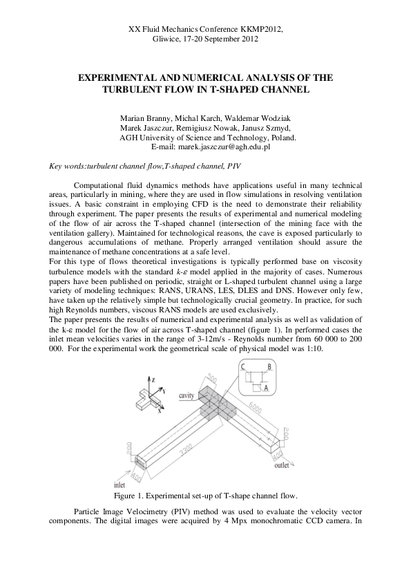 (PDF) Experimental and Numerical Analysis of the Turbulent Flow in T ...