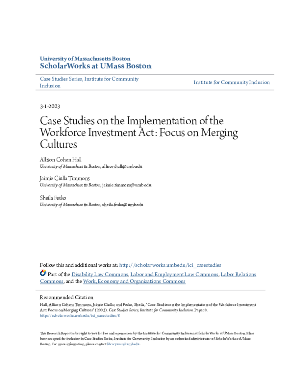 (PDF) Case Studies on the Implementation of the Workforce (PDF) Case Studies on the Implementation of the Workforce