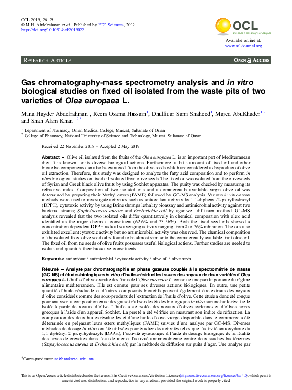 (PDF) Gas Chromatography-Mass Spectrometry Analysis of Volatile ...