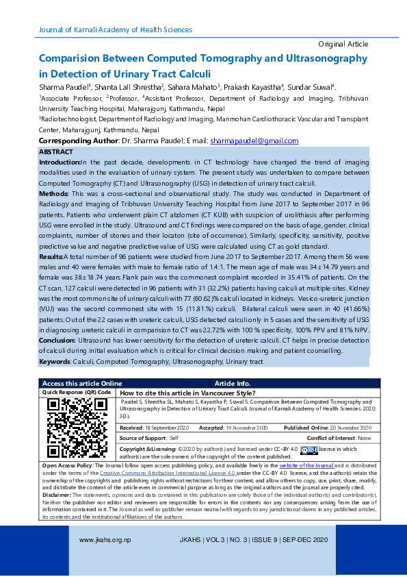 (PDF) Comparision Between Computed Tomography and Ultrasonography in ...
