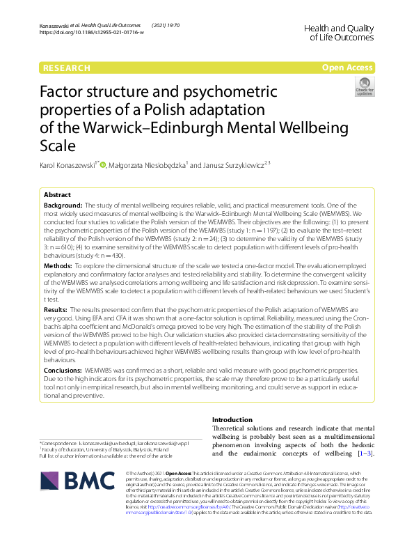 (PDF) Factor structure and psychometric properties of a Polish ...