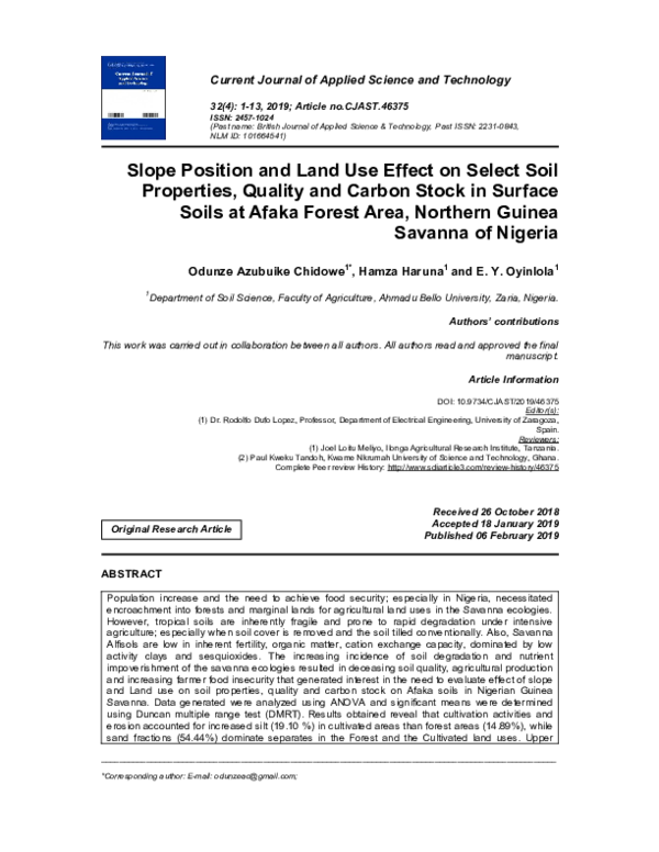 (PDF) Slope Position and Land Use Effect on Select Soil Properties ...