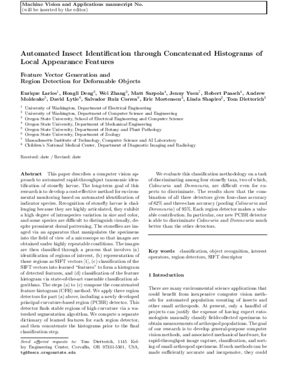 (PDF) Dietterich Automated insect identification through concatenated