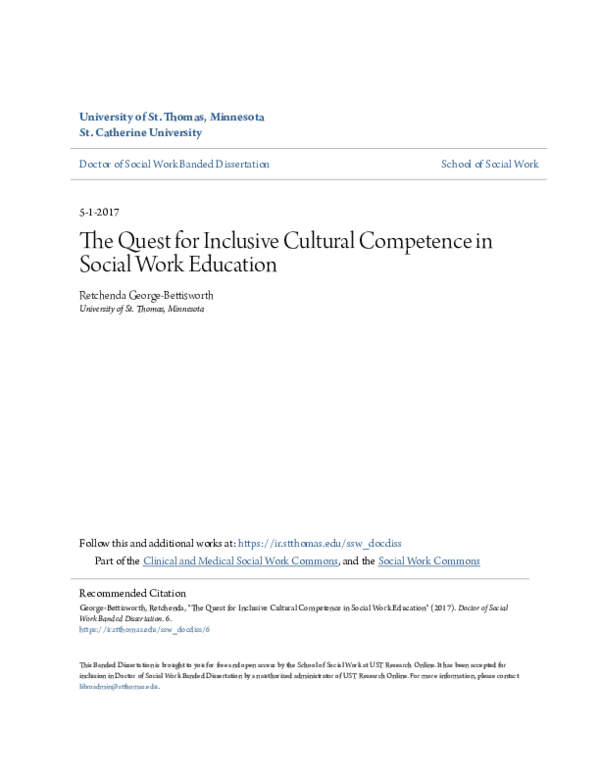 (PDF) The Quest for Inclusive Cultural Competence in Social Work Education