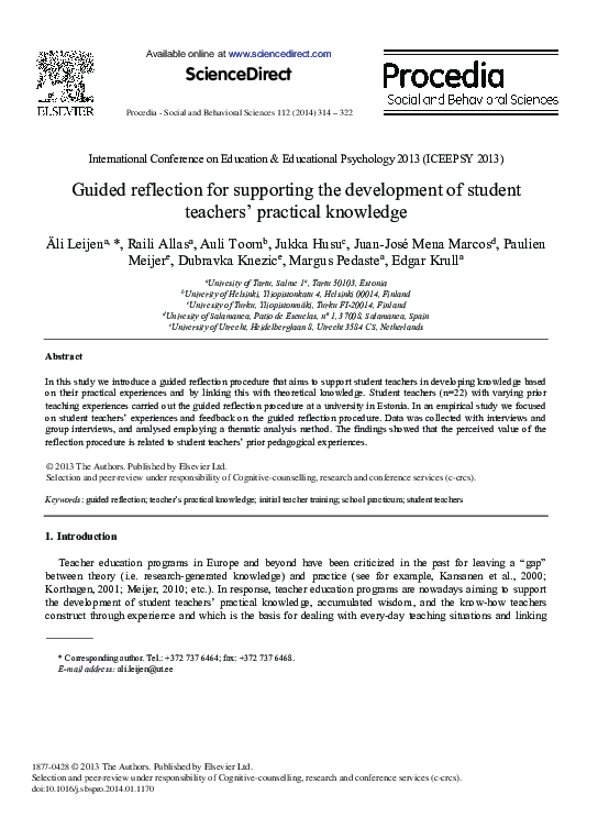 (PDF) Guided Reflection for Supporting the Development