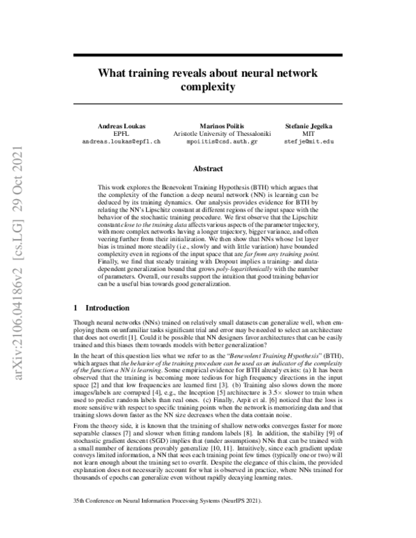 (PDF) What training reveals about neural network complexity