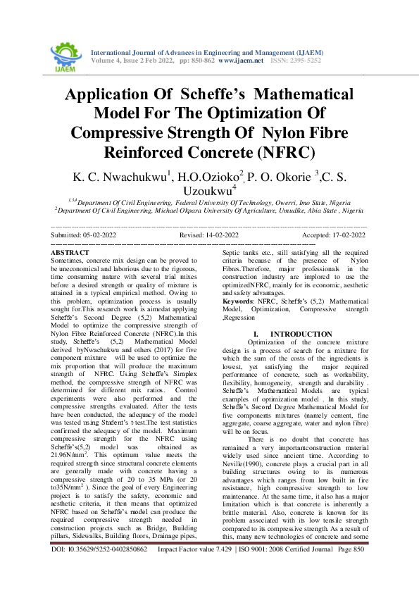 (PDF) Application Of Scheffe's Mathematical Model For The Optimization ...